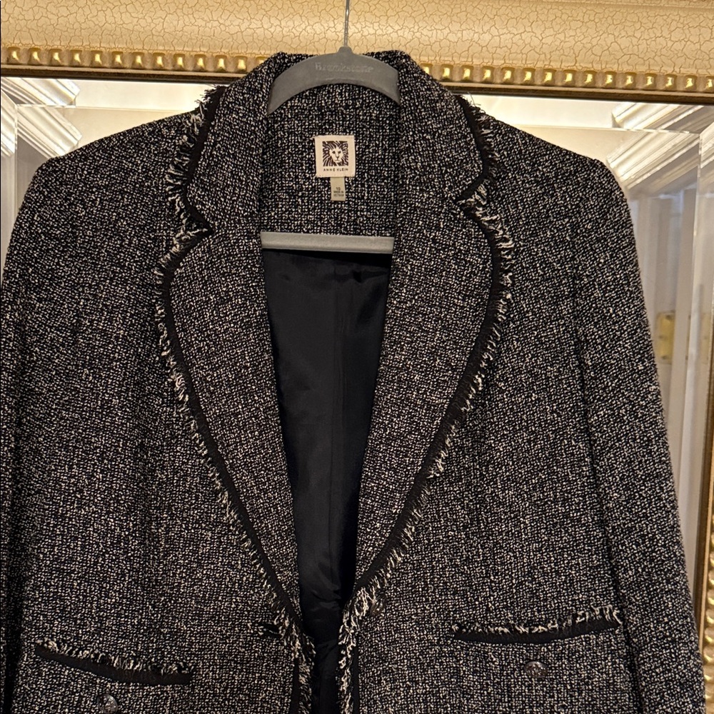 Anne Klein Black and White Textured Blazer